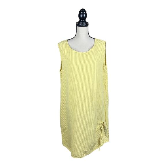 Cut Loose Linen Lagenlook Striped Shift Dress - Picture 1 of 4